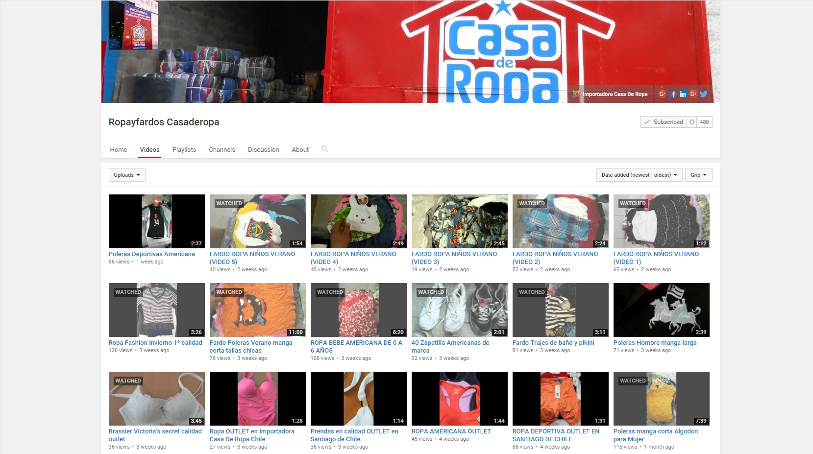 Canal Importadora Casa De Ropa en Youtube